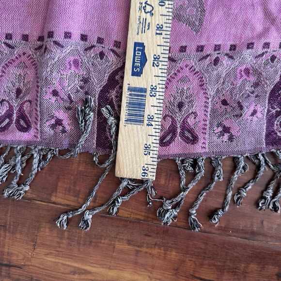 Shawl Wrap Scarf Womens Paisley Floral Pink Boho Fringe Romantic Feminine - Picture 10 of 11